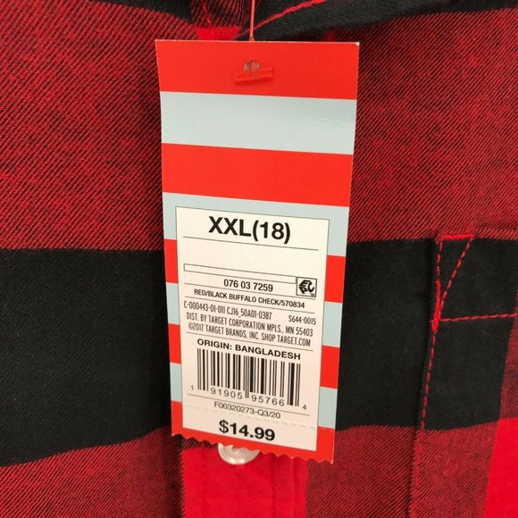 Cat & Jack Boys Checkered Flannel Casual Red Button Up Shirt  - Choose Size - Picture 8 of 11